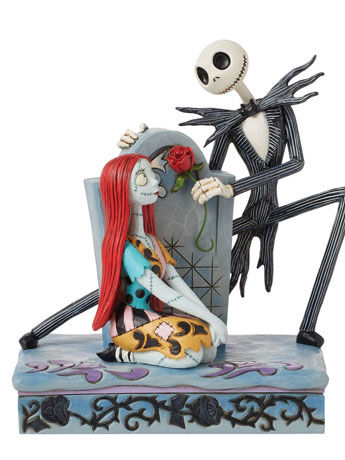 The Nightmare Before Christmas Disney Traditions Jack and Sally Gravestone Figurine (Jim Shore) Gallery Image 2