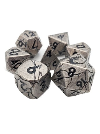 Old School Orc Forged Ancient Silver with Black Metal Dice Set Gallery Image 2