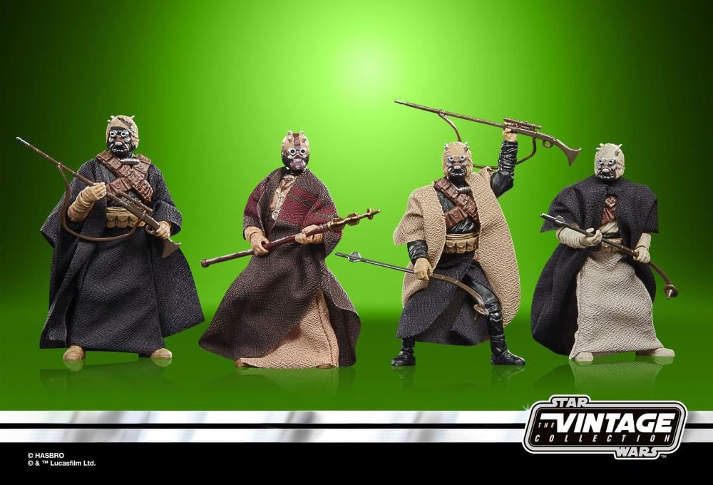 Star Wars: The Vintage Collection Tusken Raiders (Book of Boba Fett) Action Figure 4-Pack Gallery Image 4