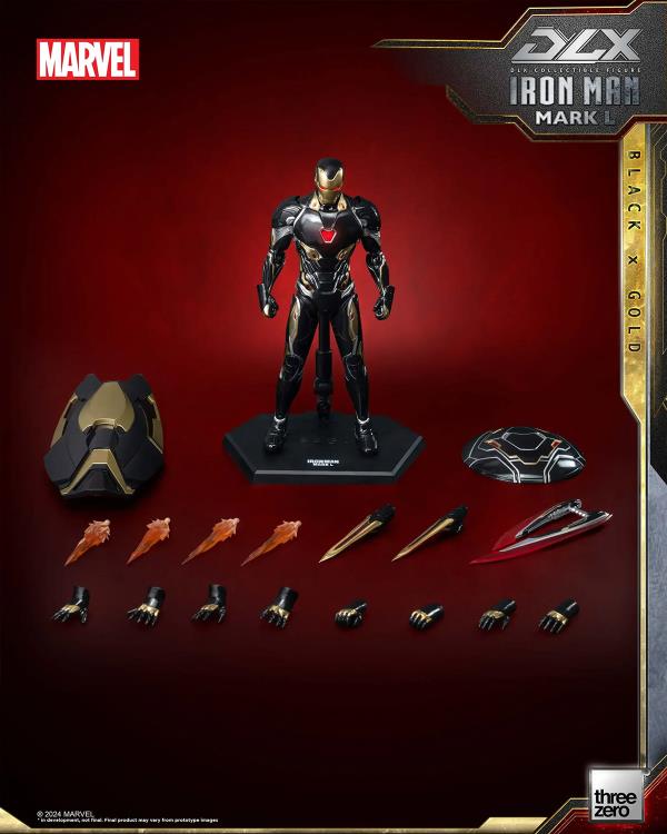 特別値下げ新品未使用スリーゼロMARVEL IRON MAN MARK L Marvel DLX Iron Man Mark L (Black x Gold) 1/12 Scale Action Figure