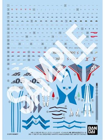 Macross Delta HG Hayate Immelmann's VF-31J Siegfried 1/100 Scale Water Slide Decal Sheet Gallery Image 2