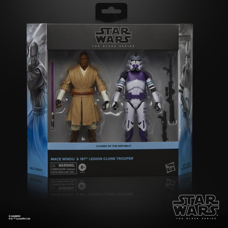 Star Wars: The Black Series Mace Windu & 187th Legion Clone Trooper (Clones of the Republic) Action Figure Set Gallery Image 12