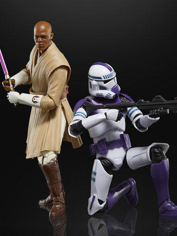 Star Wars: The Black Series Mace Windu & 187th Legion Clone Trooper (Clones of the Republic) Action Figure Set Gallery Image 2