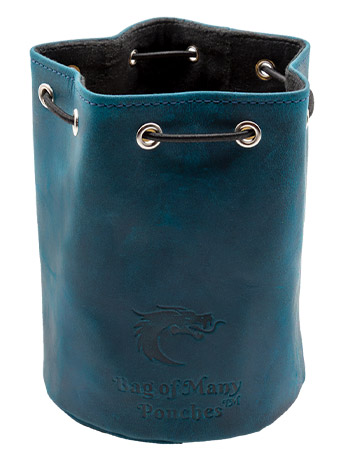 Old School Ultimate Bag of Many Pouches Dice Bag (Blue Leather) Gallery Image 2