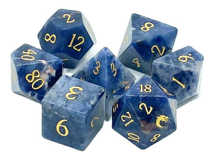 Old School Gemstone Bluestone Stone Dice Set Gallery Image 1