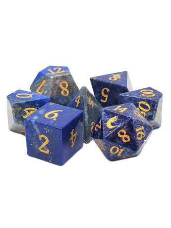 Old School Gemstone Lapis Lazuli Stone Dice Set Gallery Image 2