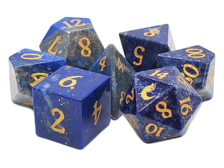 Old School Gemstone Lapis Lazuli Stone Dice Set Gallery Image 1