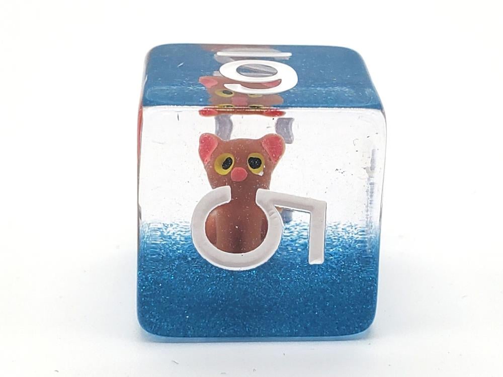 Old School Animal Kingdom Here Kitty Kitty Infused Acrylic Resin Dice Set Gallery Image 3