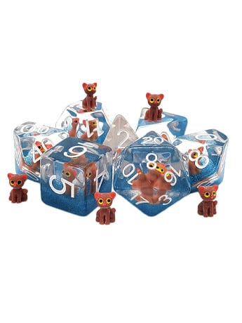 Old School Animal Kingdom Here Kitty Kitty Infused Acrylic Resin Dice Set Gallery Image 2