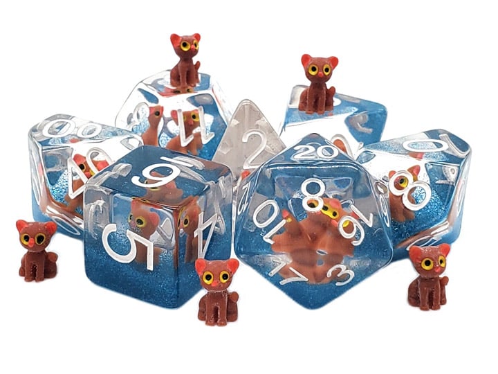 Old School Animal Kingdom Here Kitty Kitty Infused Acrylic Resin Dice Set Gallery Image 1