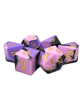 Old School Purple, Pink, & Black Silicone Dice Set Gallery Image 2
