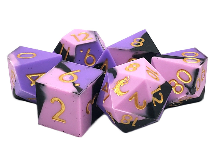 Old School Purple, Pink, & Black Silicone Dice Set Gallery Image 1