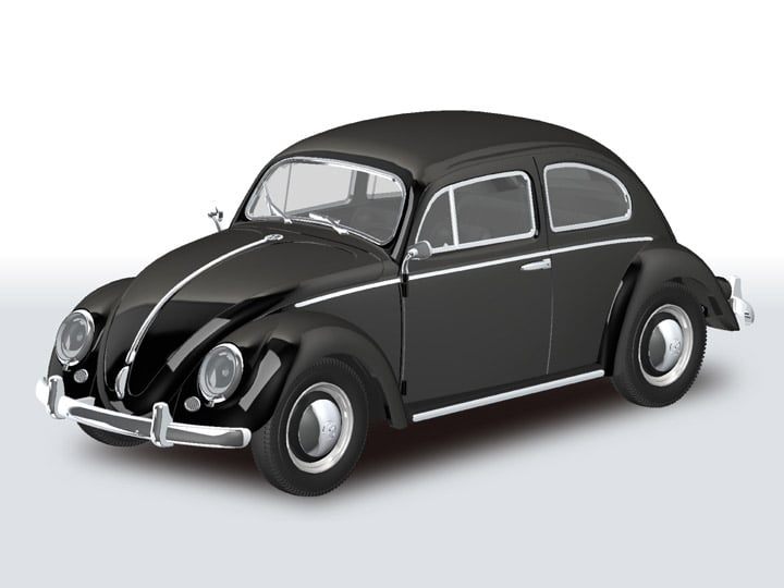 Aoshima Snap Kit No.20-BK Volkswagen Beetle (Black) 1/32 Scale