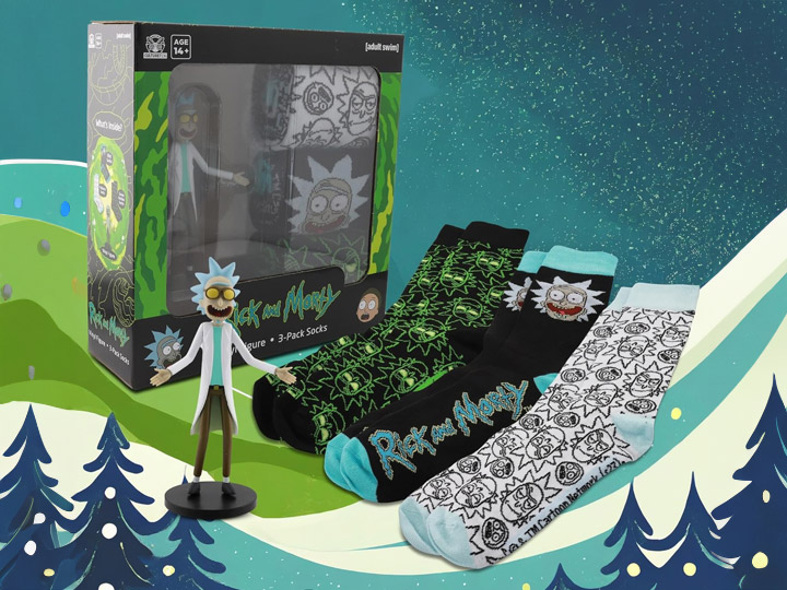 Rick and Morty Vinyl and Sock Gift Bundle Gallery Image 1