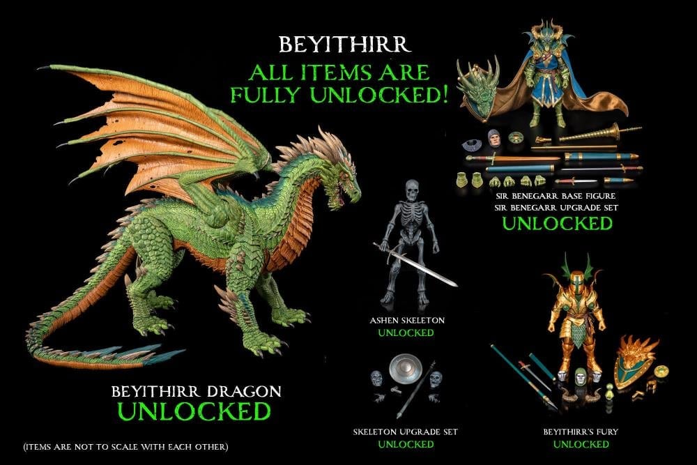 Mythic Legions: Order of Beyithirr Beyithirr the Green Action Figure Set with Sir Benegarr, Ashen Skeleton, and Beyithirr's Fury Gallery Image 28