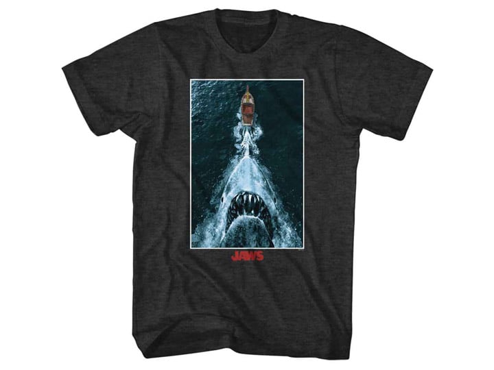 Jaws Shark Chasing Boat Poster T-Shirt Gallery Image 1