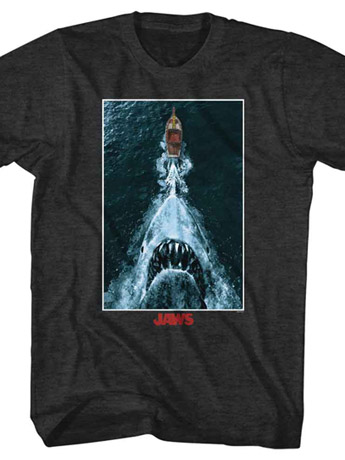 Jaws Shark Chasing Boat Poster T-Shirt Gallery Image 2