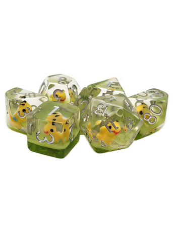 Old School Animal Kingdom Baby Bumblebee Infused Acrylic Resin Dice Set Gallery Image 2