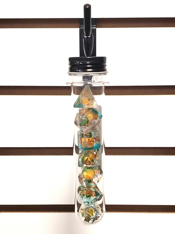 Old School Dragon Hatchling Infused Acrylic Dice Set Gallery Image 4