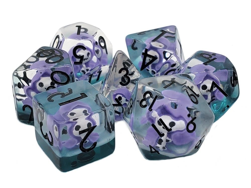 Old School Purple Ghost Infused Acrylic Dice Set Gallery Image 3