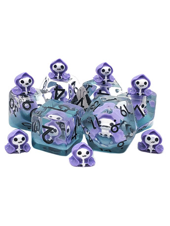 Old School Purple Ghost Infused Acrylic Dice Set Gallery Image 2