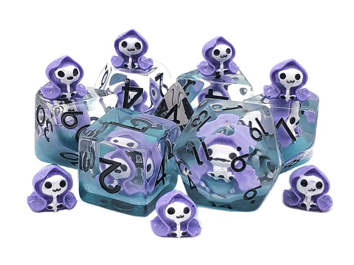 Old School Purple Ghost Infused Acrylic Dice Set Gallery Image 1