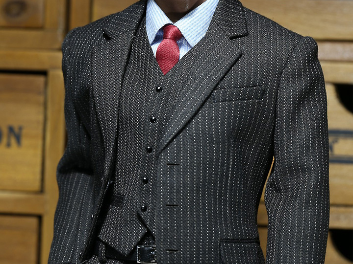 1/6 Scale X22 Men's Grey Striped Suit Gallery Image 1