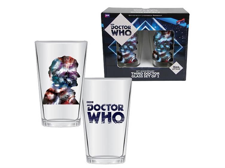 Doctor Who Anniversary Third Doctor 16 oz. Glass Set of 2 Gallery Image 1