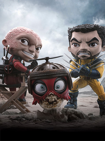 Deadpool & Wolverine MiniCo Deadpool, Wolverine and Headpool (Unmasked) Figure Set Gallery Image 2