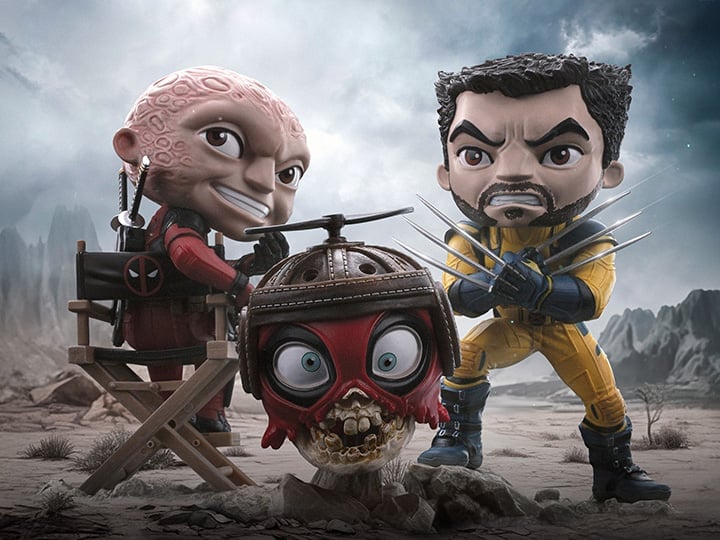 Deadpool & Wolverine MiniCo Deadpool, Wolverine and Headpool (Unmasked) Figure Set Gallery Image 1
