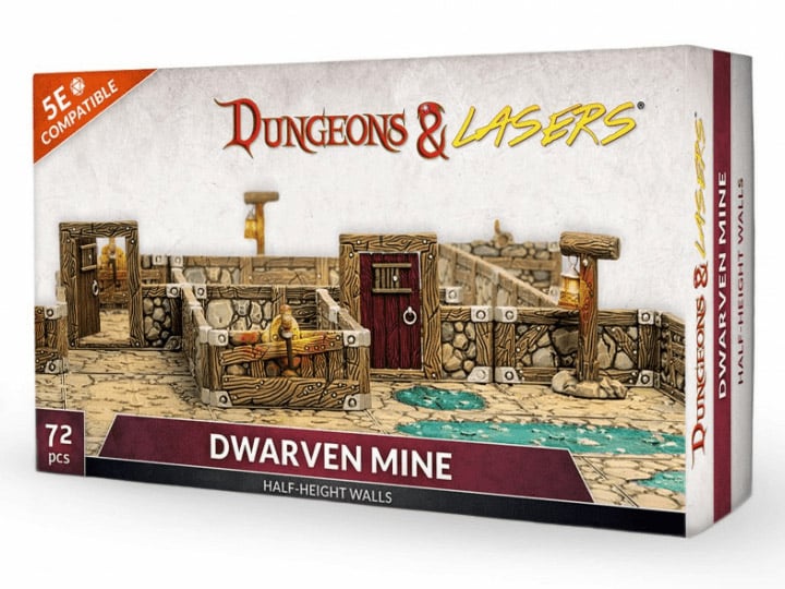 Dungeons & Lasers: Dwarven Mine Half-Height Walls Miniatures Set Gallery Image 1