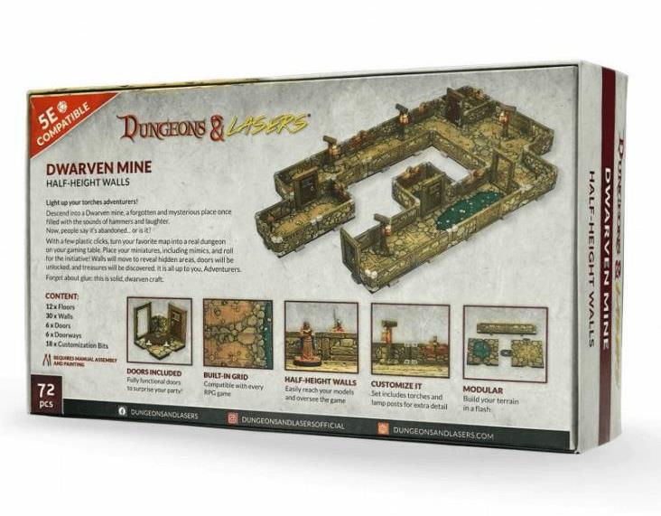 Dungeons & Lasers: Dwarven Mine Half-Height Walls Miniatures Set Gallery Image 17
