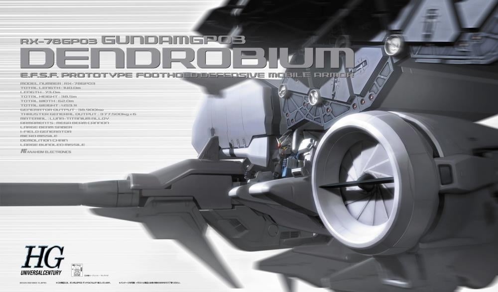 Mobile Suit Gundam 0083: Stardust Memory HGUC Gundam RX-78 GP03 Dendrobium 1/144 Scale Model Kit Gallery Image 3