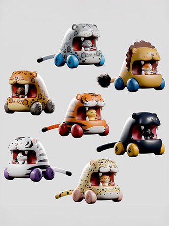 Big Top Chomps Box of 6 Random Pull-back Cars Gallery Image 2