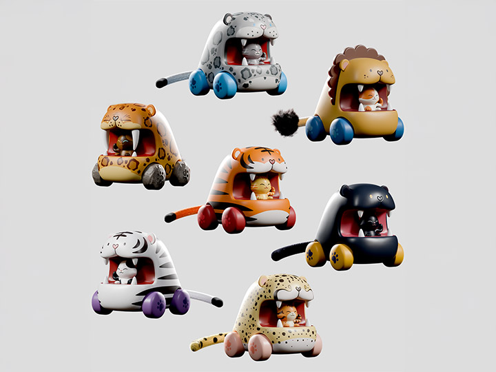 Big Top Chomps Box of 6 Random Pull-back Cars Gallery Image 1