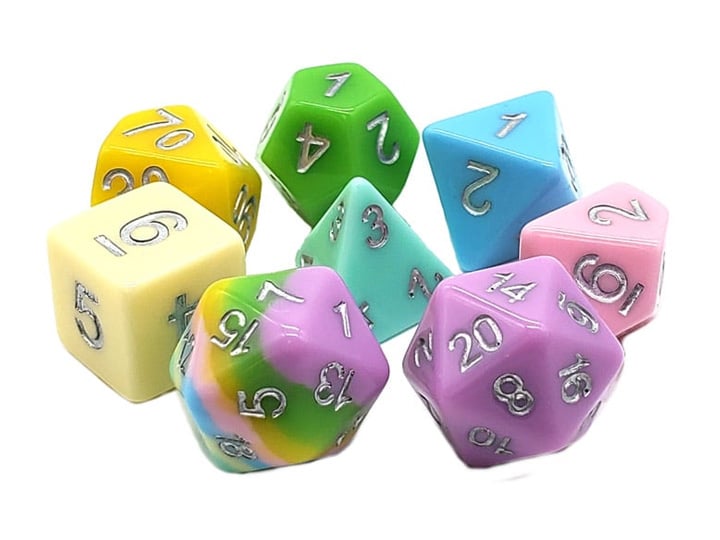Old School Gradients Pastel Rainbow Acrylic Resin Dice Set Gallery Image 1