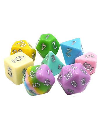 Old School Gradients Pastel Rainbow Acrylic Resin Dice Set Gallery Image 2