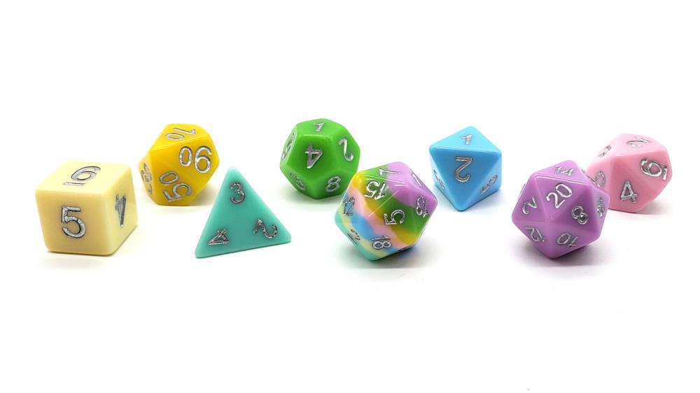 Old School Gradients Pastel Rainbow Acrylic Resin Dice Set Gallery Image 3