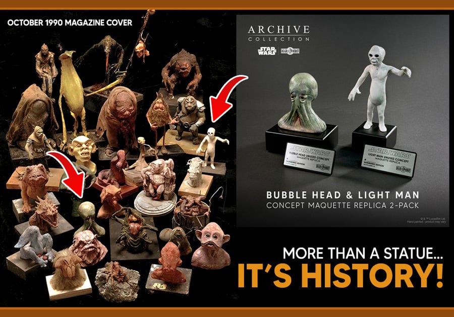 Star Wars: Return of the Jedi Archive Collection Light Man and Bubble Head Limited Edition Concept Maquette Replica Set Gallery Image 6