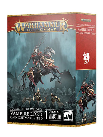 Warhammer Age of Sigmar: Soulblight Gravelords: Vampire Lord on Nightmare Steed Citadel Miniature Set Gallery Image 2
