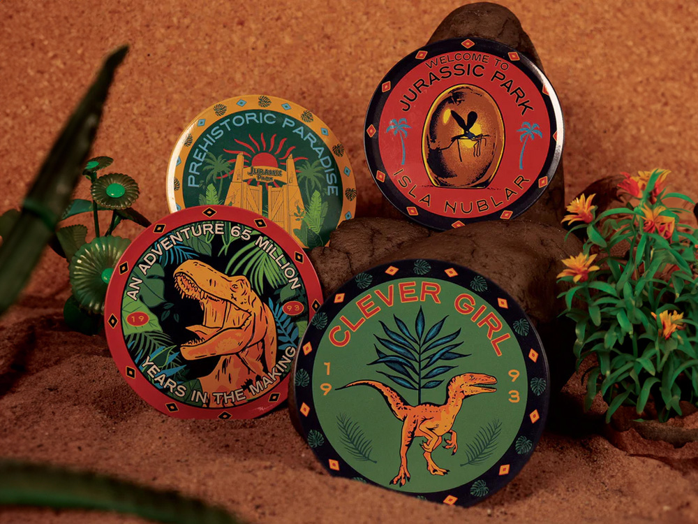 Jurassic Park Set of 4 Printed Metal Drink Coasters Gallery Image 1