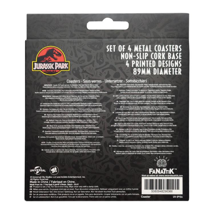 Jurassic Park Set of 4 Printed Metal Drink Coasters Gallery Image 9