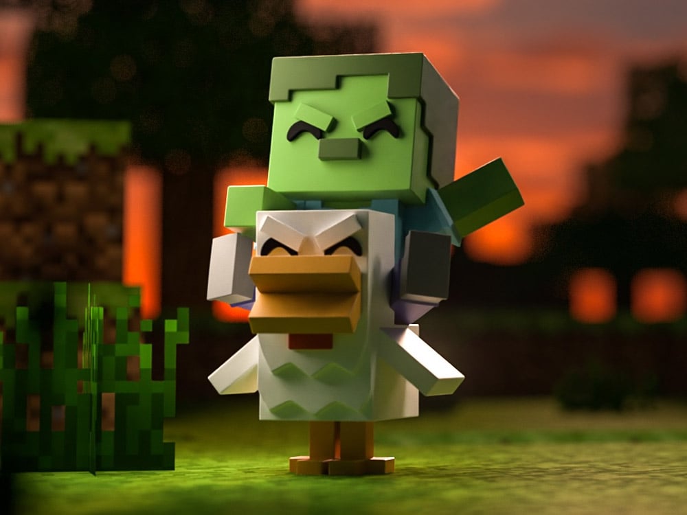 Minecraft Chicken Jockey Vinyl Figure Gallery Image 1