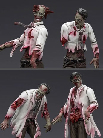 Dark Source Zombie Scientists (Male) 1/25 Scale Figure Set