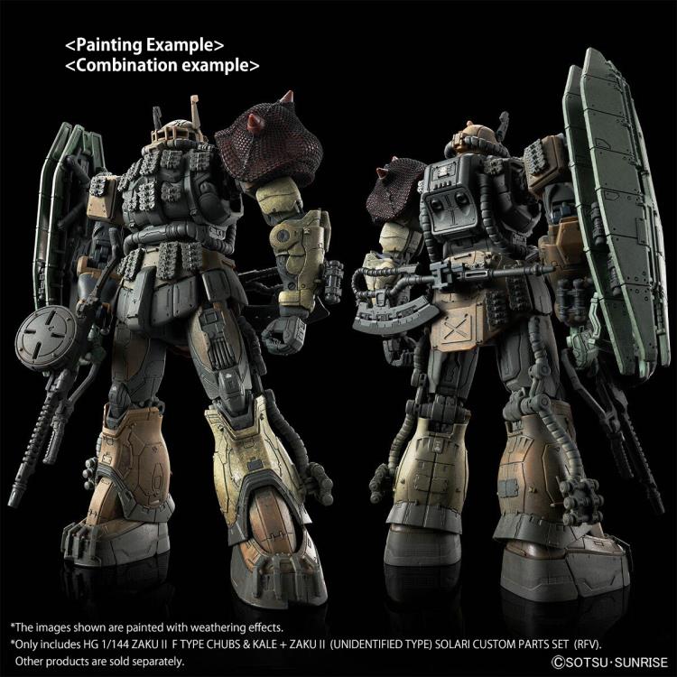 Gundam: Requiem for Vengeance HG Zaku II F Type Chubs & Kale + Zaku II (Unidentified Type) Solari Custom Parts (RFV) 1/144 Scale Exclusive Model Kit Gallery Image 9