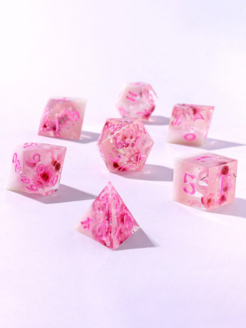 Hymgho Dice Captured Magic Sakura Cherry Blossom Sharp Edge Resin Dice Set Gallery Image 2