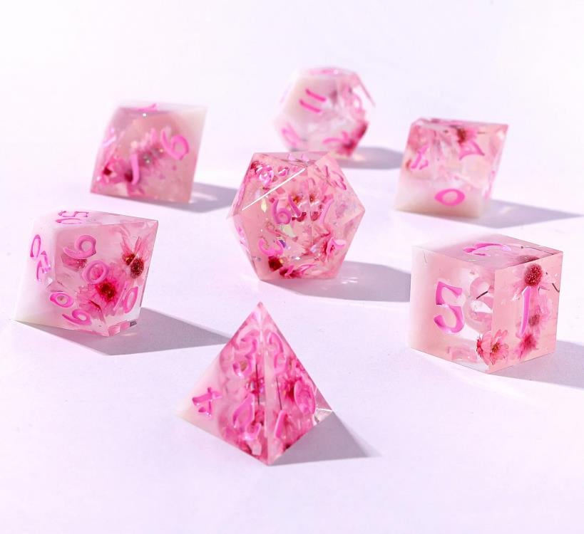 Hymgho Dice Captured Magic Sakura Cherry Blossom Sharp Edge Resin Dice Set Gallery Image 3