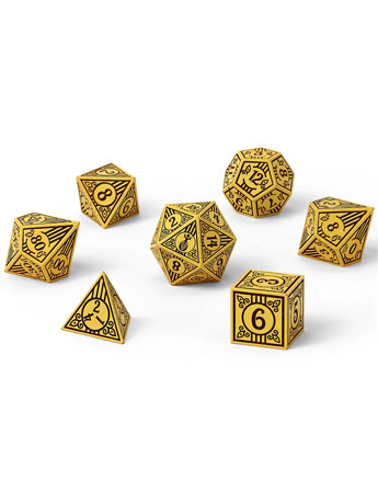 Hymgho Dice Bard Dark Cream with Brown Solid Metal Dice Set Gallery Image 2