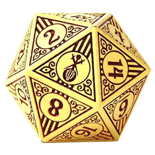 Hymgho Dice Bard Dark Cream with Brown Solid Metal Dice Set Gallery Image 5