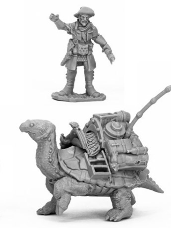 Reaper Bones Black Dreadmere Tortoise & Drayman Miniatures Set Gallery Image 2